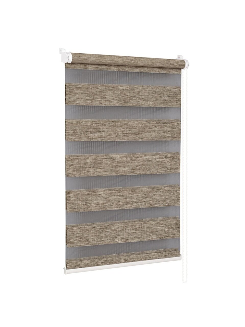 Рулонная штора День и ночь, 160х48 см, ширина крепления 52 см, латте, Delfa, СРШ-01МК-4303