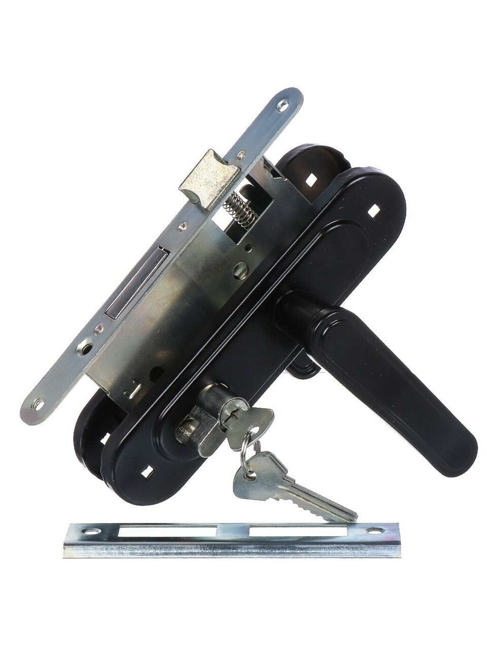 Замок врезной Птимаш, ЗВ4-3.03 (ЗВ4), 12 791, ручка в комплекте, цилиндровый, универсальный, черный