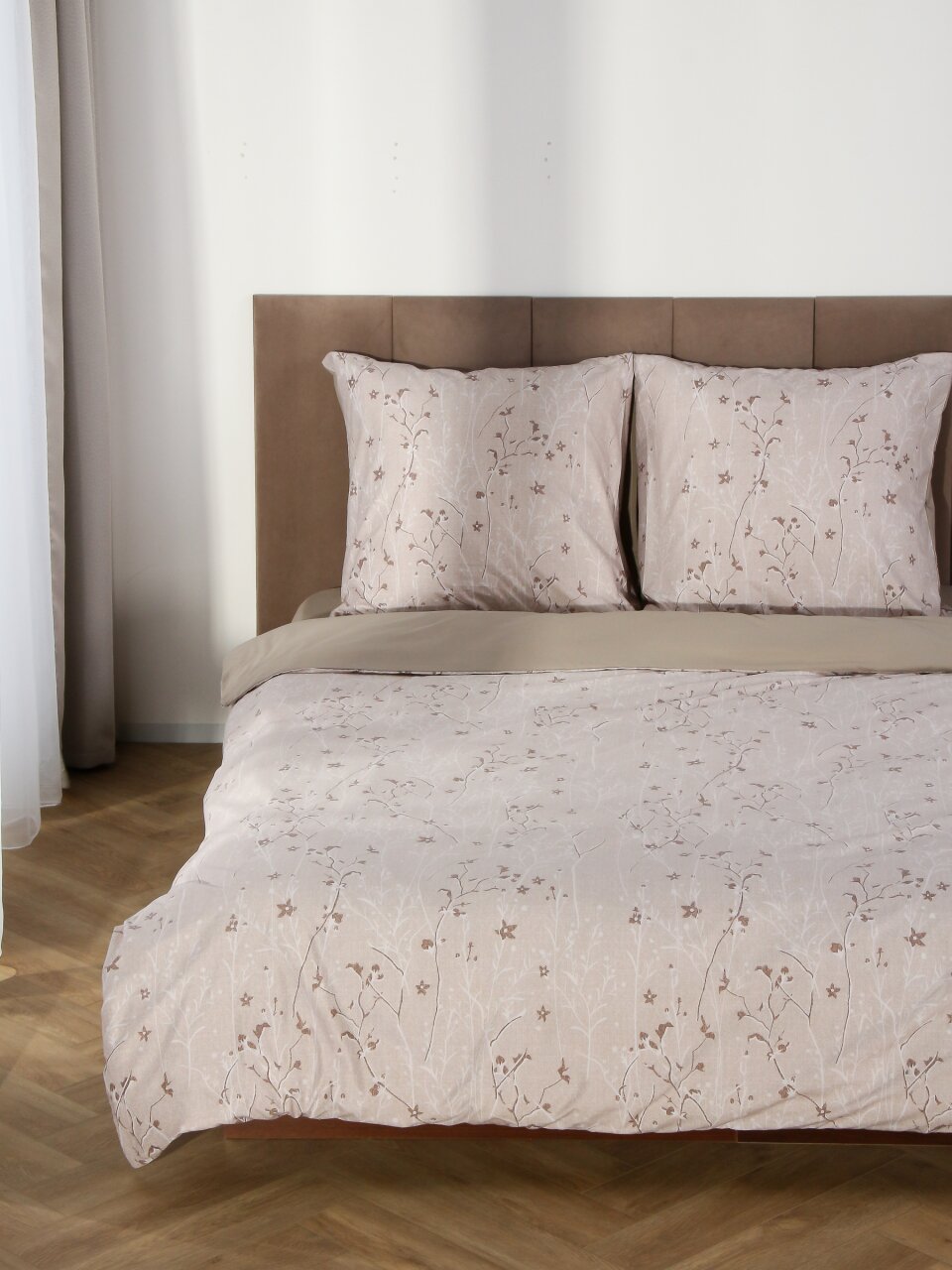 Постельное белье евро, простыня 215х240 см, 2 наволочки 70х70 см, пододеяльник 200х215 см, Майская ночь, микросатин, Нежность, SJT2503-6