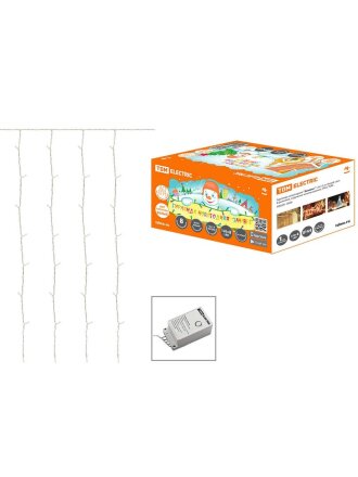 Гирлянда 120 ламп, 1.5х1.5 м, 8 режимов, Занавес, TDM Electric, свет белый, прозрачная, на улице/в помещении, сетевая, IP44, SQ0361-0028