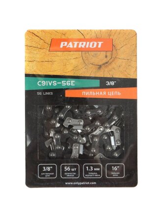 Цепь пильная Patriot, С91VS-56E, шаг цепи 3/8 '', 1.3 мм, 56 звеньев , 40 см (16"), 862381356