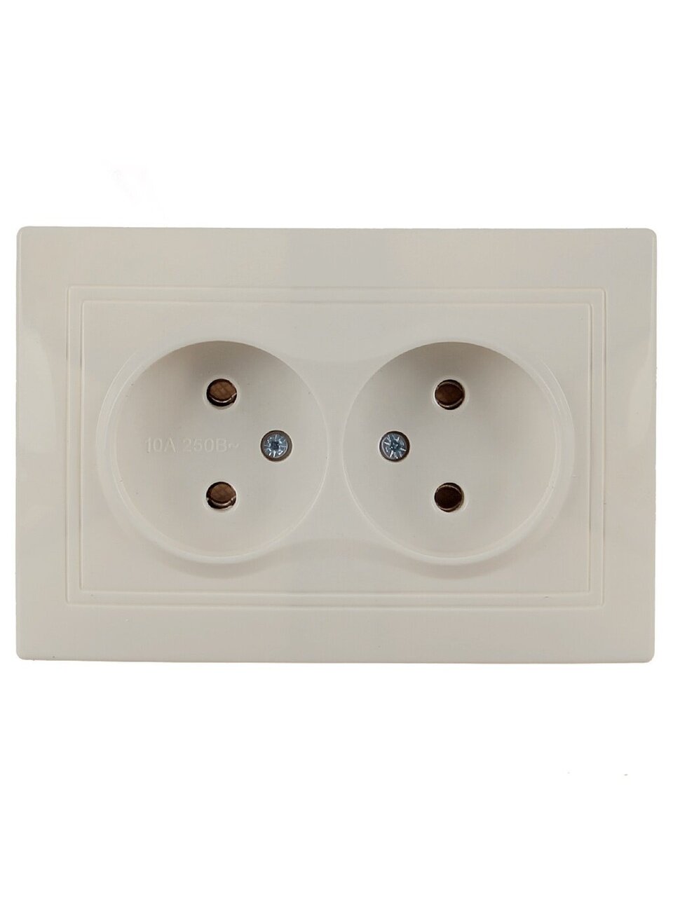 Розетка скрытой установки, 2 гнезда, без заземления, 10 А, керамика, слоновая кость, TDM Electric, Таймыр, SQ1814-0113