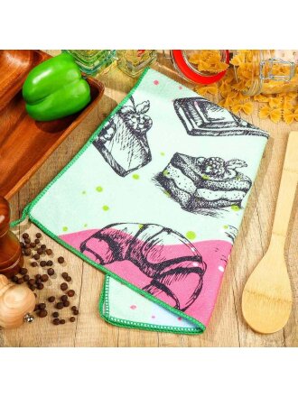 Полотенце кухонное 40х60 см, 100% полиэстер, Яркий десерт, Китай, T2022-486