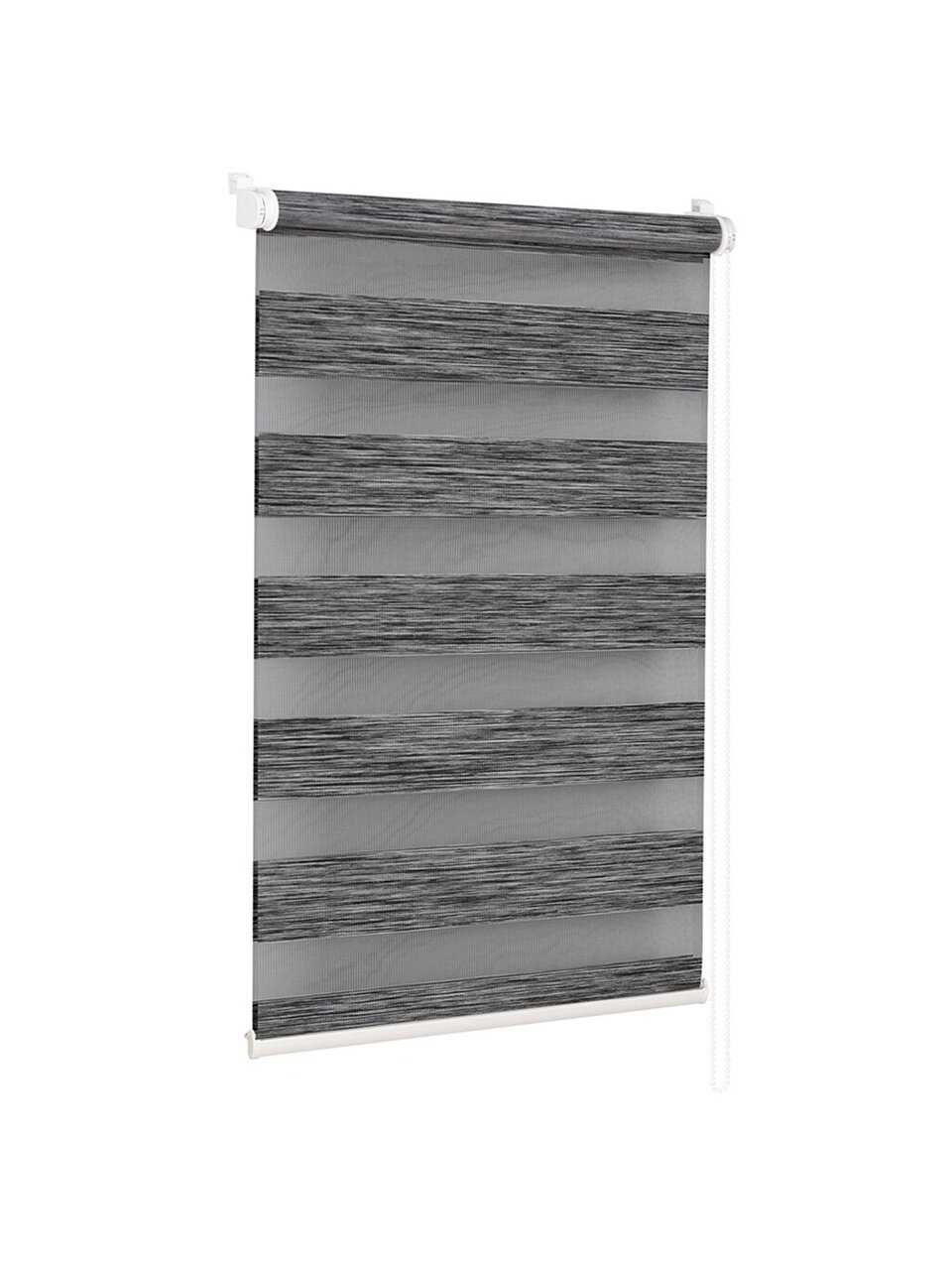 Рулонная штора День и ночь, 160х43 см, ширина крепления 47 см, графит, Delfa, СРШ-01МК-4306