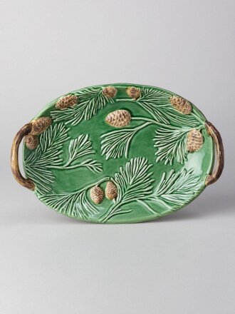 Блюдо керамика, овальное, 19.5х28.2х5 см, зеленое, Green pine, Lefard, 145-200