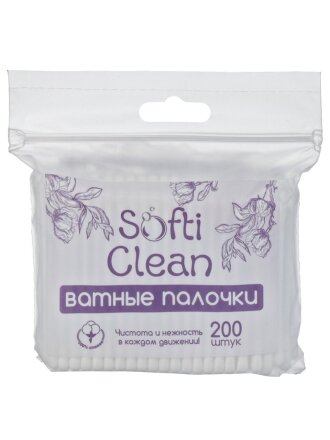Ватные палочки 200 шт, п/э, Softi Clean