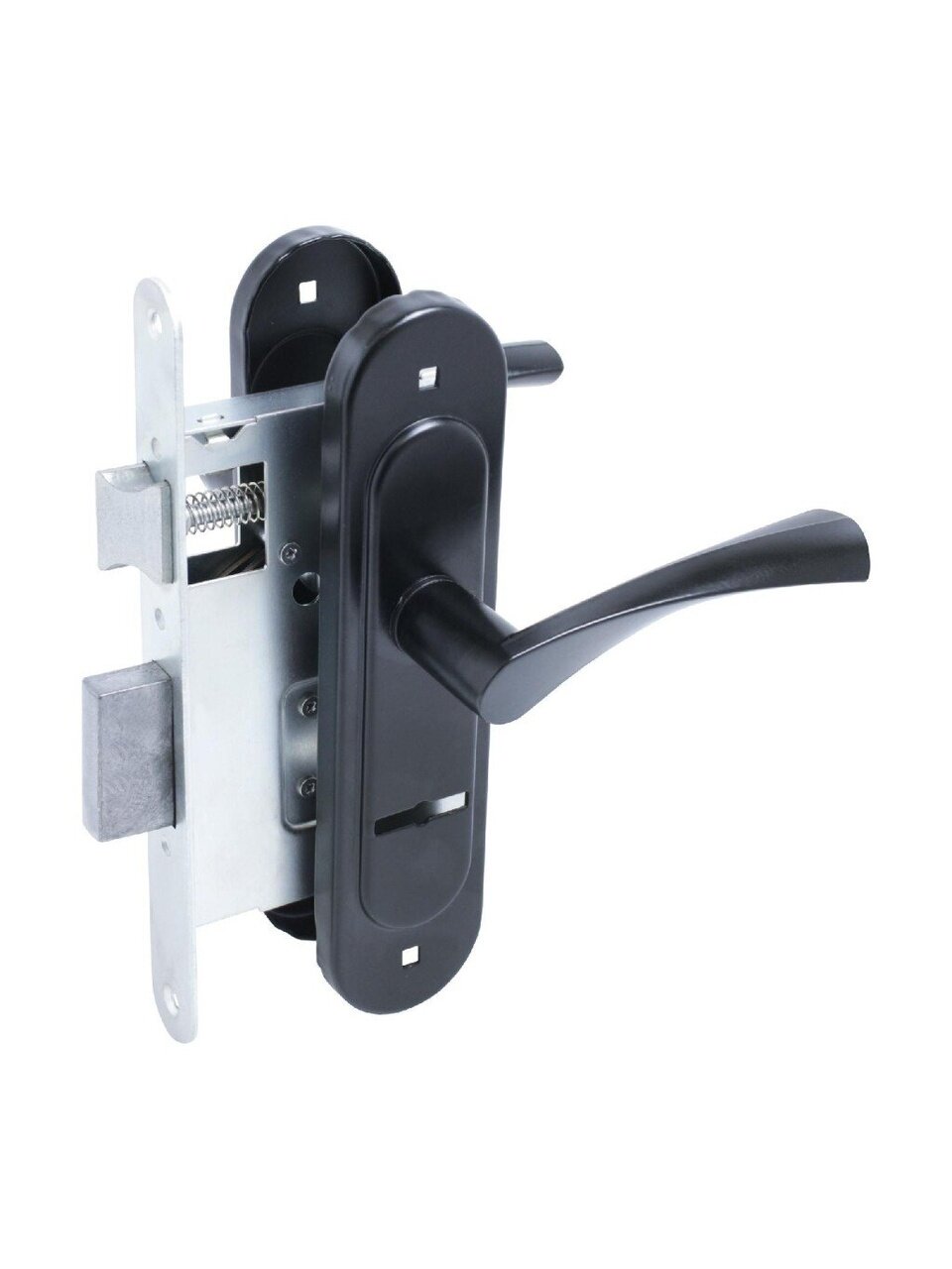 Замок врезной Птимаш, ЗВ9-4.07, 13363, ручка в комплекте, цилиндровый, черный