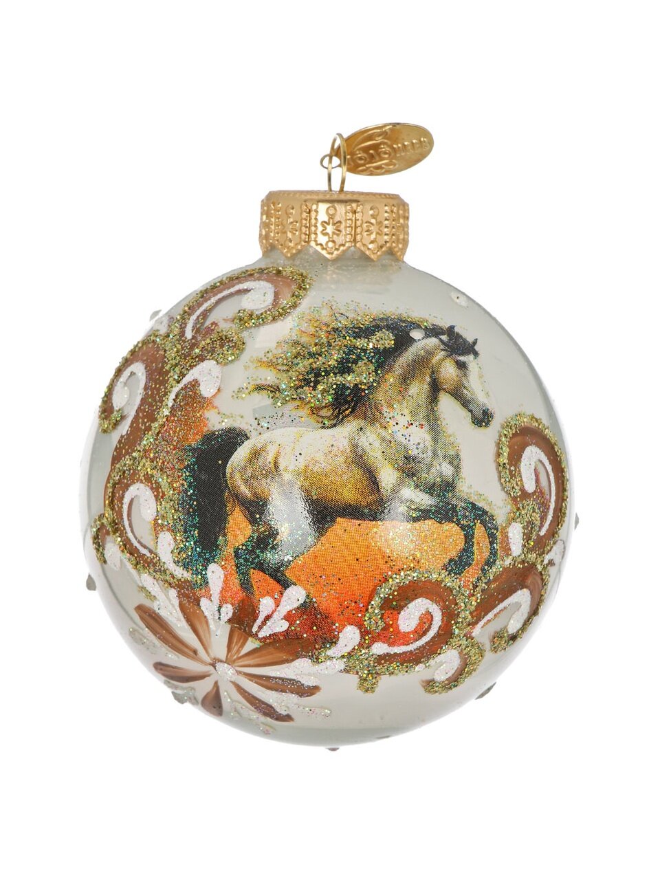 Елочный шар Конь вольный, 8 см, стекло, КУ-80-254055