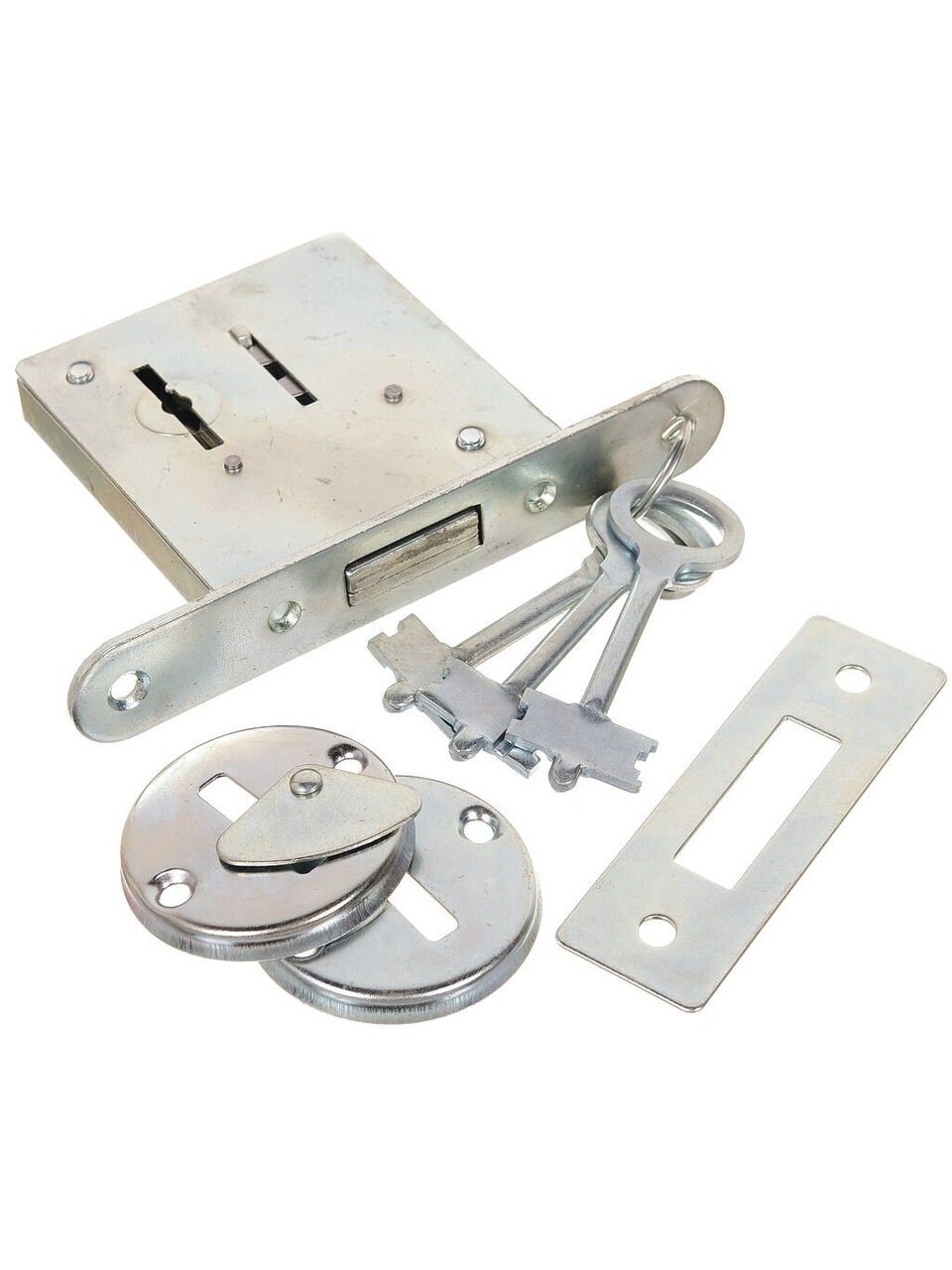 Замок врезной Омега, ЗВ8-4, 00-00000413, без ручки, сувальдный, хром