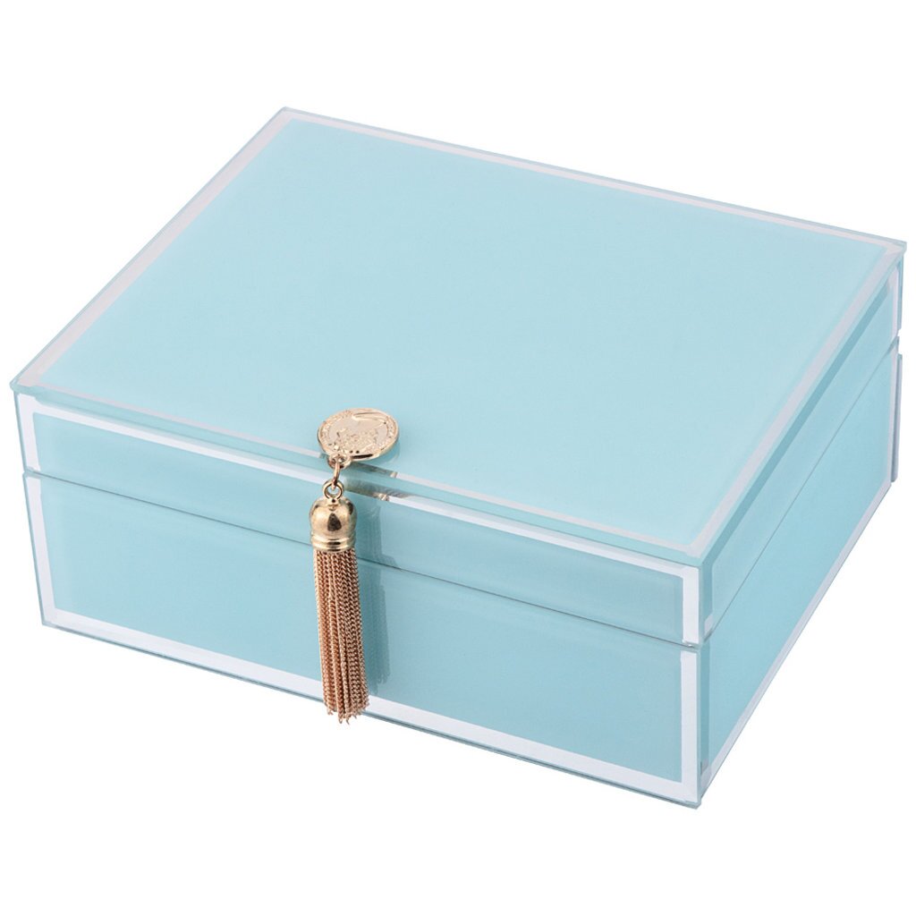 Шкатулка коллекция гламур с кисточкой цвет: бирюза 19x15x8 см, 453-173