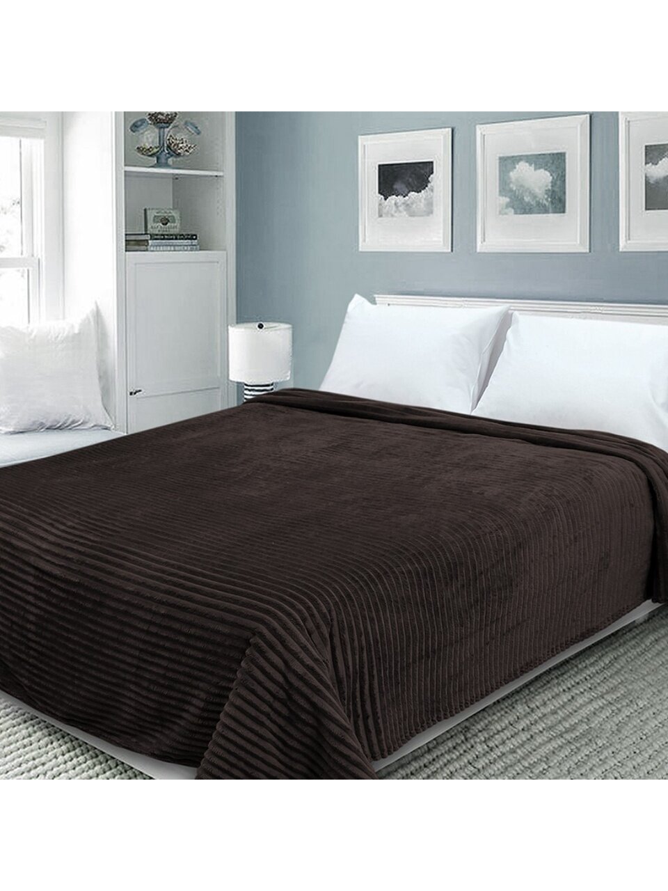 Плед евро, 200х220 см, велсофт, 100% полиэстер, Silvano, №24, коричневый