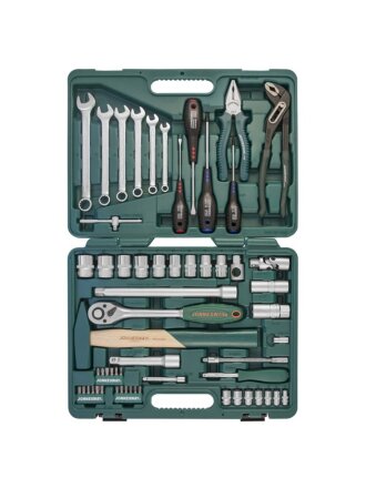 Набор инструментов Jonnesway, S04H52460S, 047566, 1/2", 1/4", 6-гранный, сталь, кейс, 60 предметов