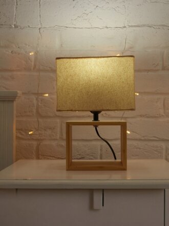 Светильник настольный E27, 40 Вт, светло-серый, Uniel, UML-B401 LIGHT GREY/WOOD, UL-00010956