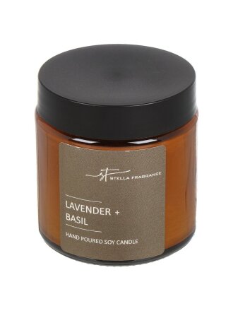 Свеча декоративная ароматическая, 7.5х5.5 см, в стакане, Stella Fragrance, St Lavender Basil, 90 гр, SF0423
