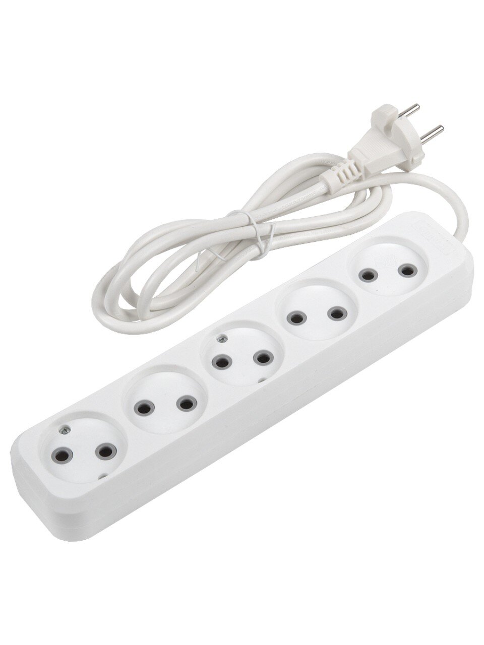 Удлинитель бытовой 5 гнезд, 1.5 м, ПВС, 2х0.75 мм², без заземления, 10 А, 2200 Вт, General Lighting Systems, 470083