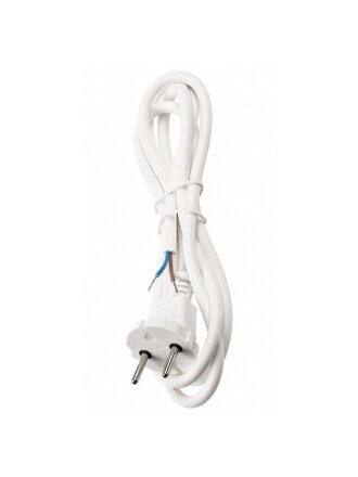 Шнур сетевой с вилкой, TDM Electric, ПВС, 2 жилы, 2х0.75 мм², 1.5 м, белый, без заземления, SQ1305-0071