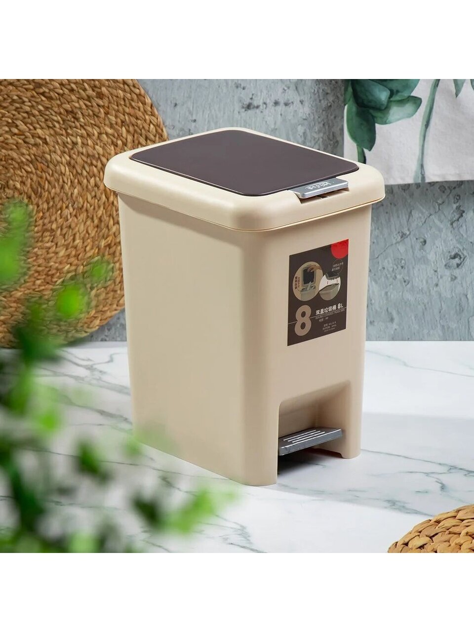 Контейнер для мусора пластик, 8 л, прямоугольный, в ассортименте, Y4-8684