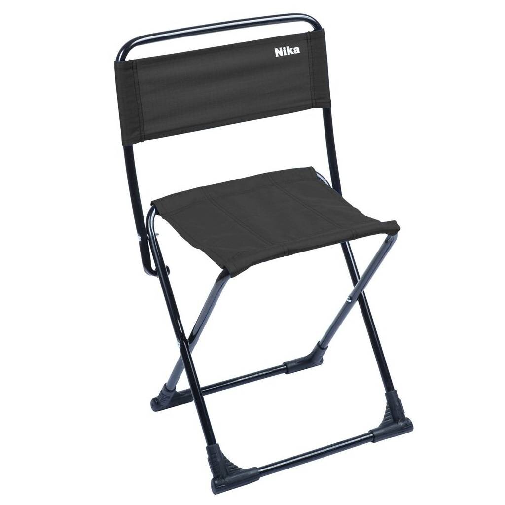 Стул складной 4х - опорный, усиленный, со спинкой, металл, 37 см, 90 кг, черный, Nika, ПС3/Ч