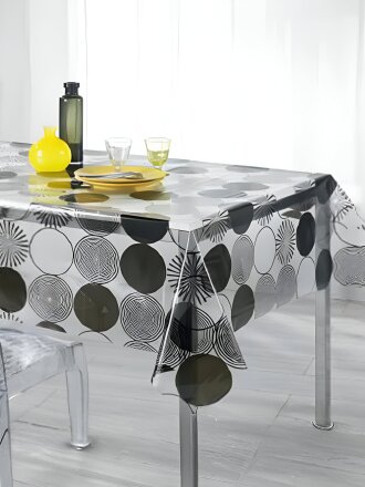 Клеенка Silvano, 1.4х20 м, ПВХ, прозрачная, Круги, RFT-676A