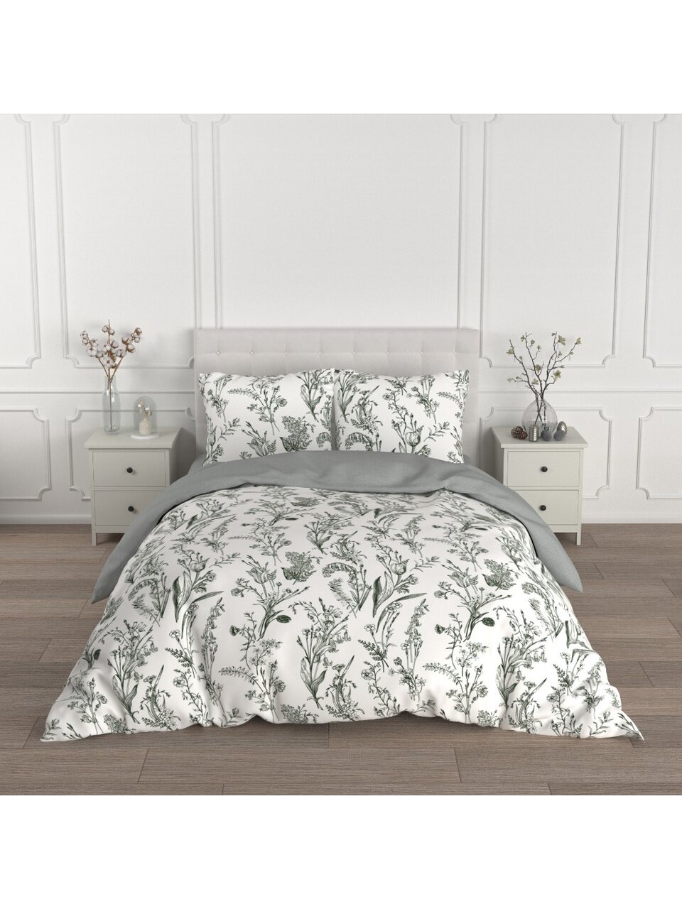 Постельное белье 2-спальное, простыня 215х240 см, 2 наволочки 70х70 см, пододеяльник 175х215 см, Silvano, сатин, Грана