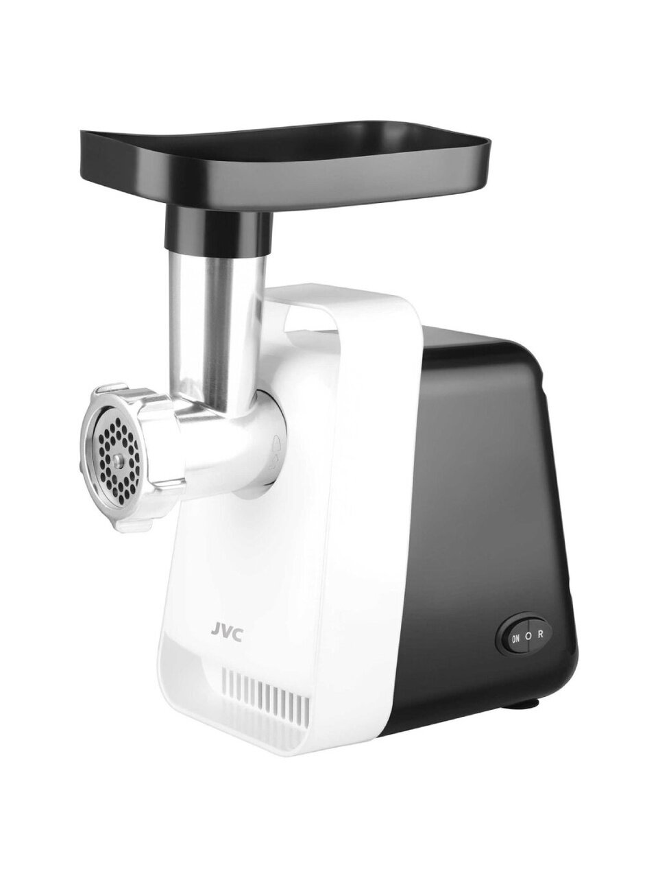 Мясорубка электрическая JVC, JK-MG123, 2000 Вт, реверс, 2 кг/мин, пластик, 2 насадки, с отсеком для хранения насадок, белый, черный