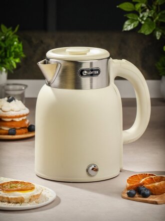 Чайник электрический Lofter, CX-K224-18W, белый, 1.6 л, 1500 Вт, скрытый нагревательный элемент, пластик