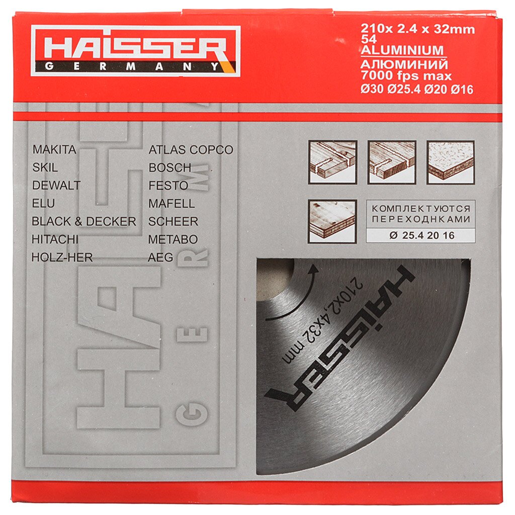 Диск пильный по цветному металлу, Haisser, 210х32 мм, 54 зуба, HS109079