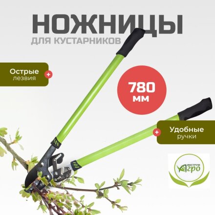 Ножницы садовые для кустарников, 780 мм, 28-30 мм, с овальными ручками, Инструм-Агро, НКО D331B-A, 010137