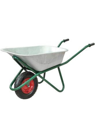 Тачка строительная одноколесная, сталь, 200кг, 110 л, без колпачка на ниппеле, 0.8 мм, втулка D12 мм, PR4.00х8, Профи