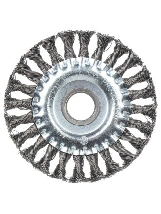 Щетка для УШМ Bartex, 125 мм, плоская, крученая проволока 0.5 мм, посадочный диаметр 22.2 мм