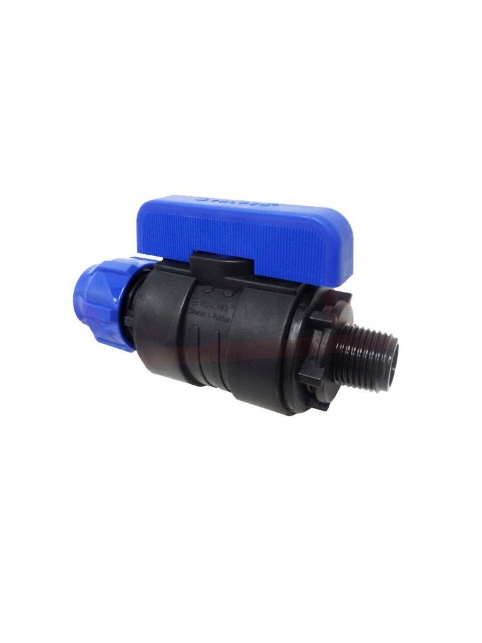 ПНД кран d63х1 1/2", наружная резьба, шаровой, цанга, Valfex