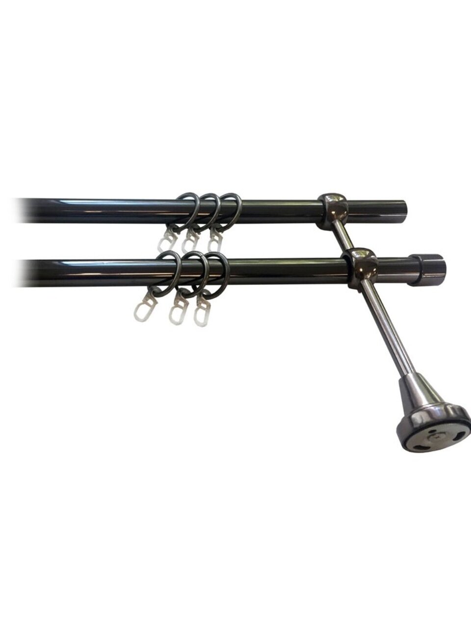 Карниз металл, диаметр 19 мм, СМ-3193/200/2Р, черный никель, двухрядный, 2 м