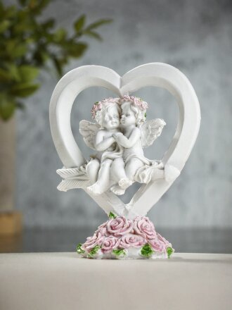Фигурка декоративная Ангелочки в сердце Пара, 10х5х13 см, в ассортименте, Y4-3533