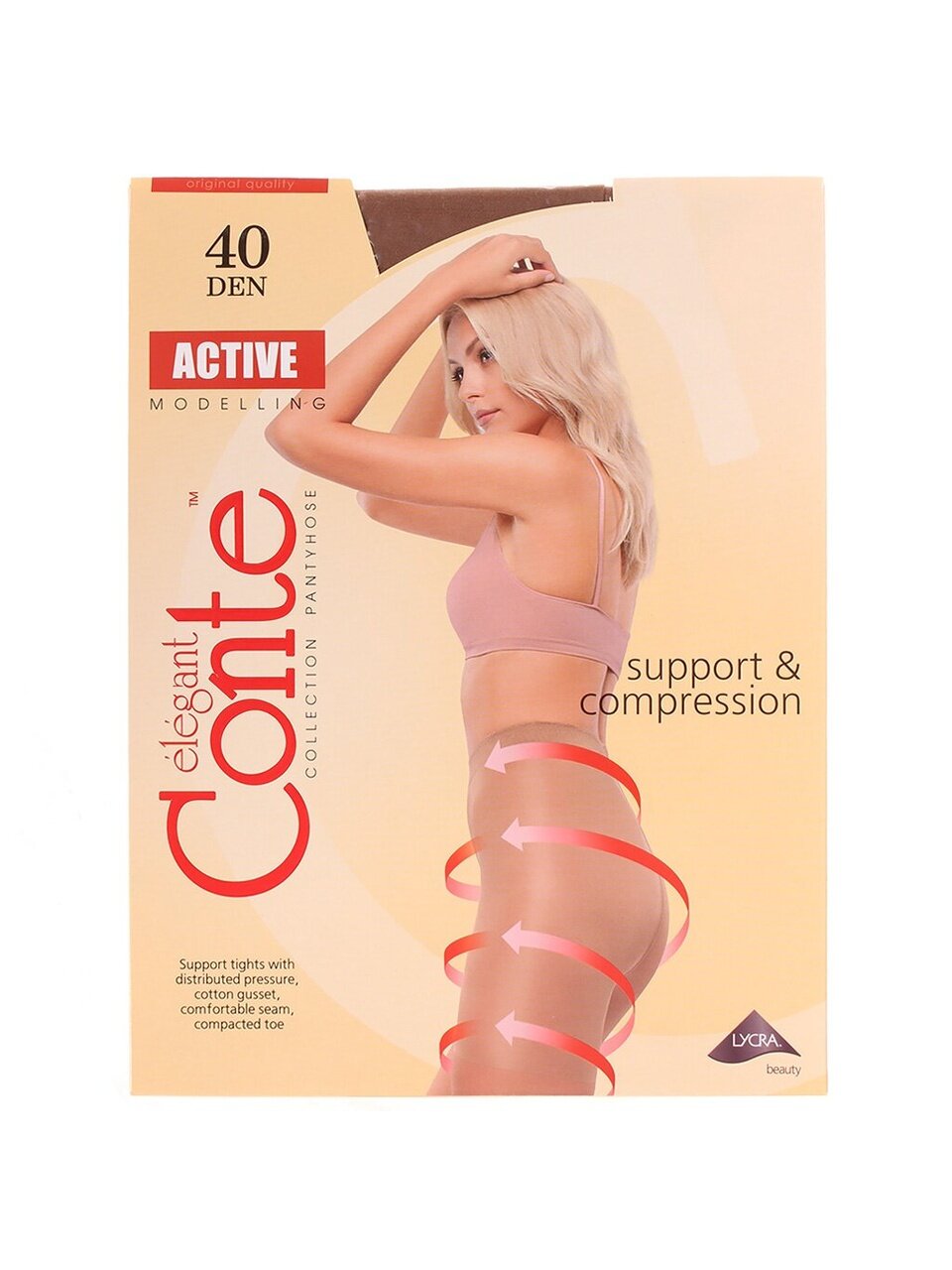 Колготки Conte, Active, 40 DEN, р. 6, bronz/оттенок загара, шортики утягивающие