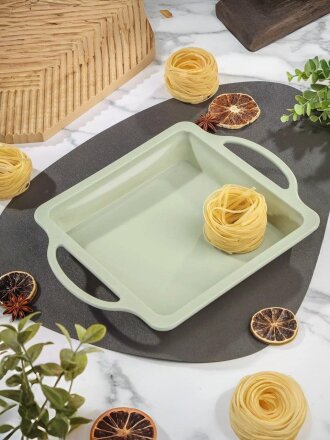 Форма для запекания силикон, 23.5 см, квадратная, с металлическим каркасом, фисташковая, Daniks, Dust, B030099