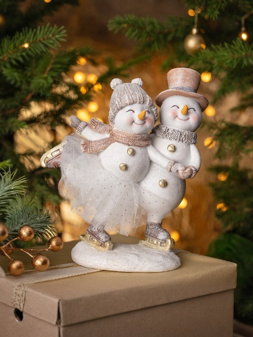 Статуэтка полистоун, Снеговики, 16х9.5х18.5 см, Lefard, 162-1288