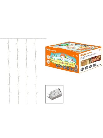 Гирлянда 169 ламп, 2.5х1.5 м, 8 режимов, Занавес, TDM Electric, свет белый, прозрачная, на улице/в помещении, сетевая, IP44, SQ0361-0029