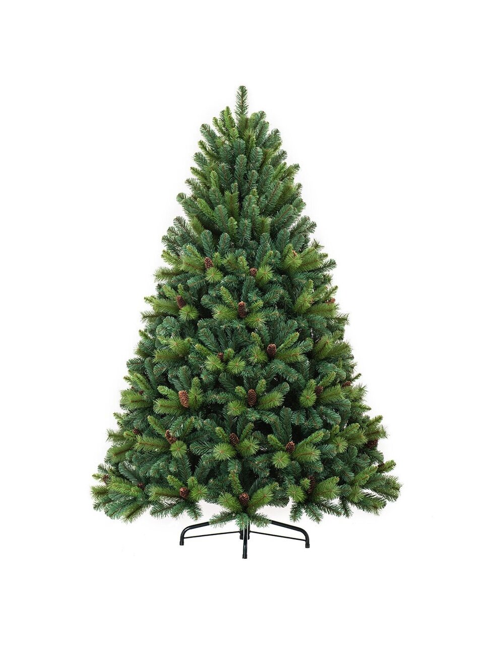 Елка новогодняя напольная, 150 см, Байкальская, сосна, зеленая, хвоя леска + ПВХ пленка, с шишками, 97150, ЕлкиТорг