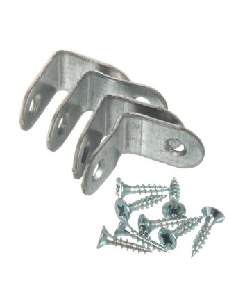 Уголки мебельные 25x25x17x2 мм, с шурупом, белый цинк, 4 шт, Element, 122730