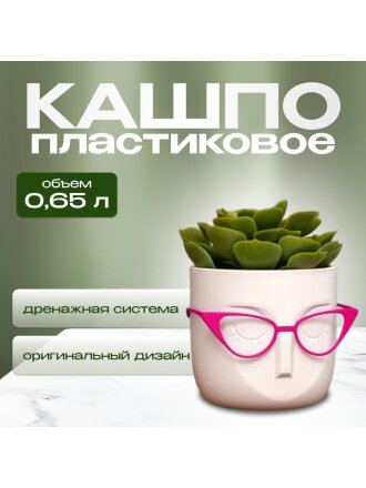 Кашпо пластик, 0.65 л, 11.5х10.5 см, со вставкой, белый ротанг, Idea, Мари, М 3075