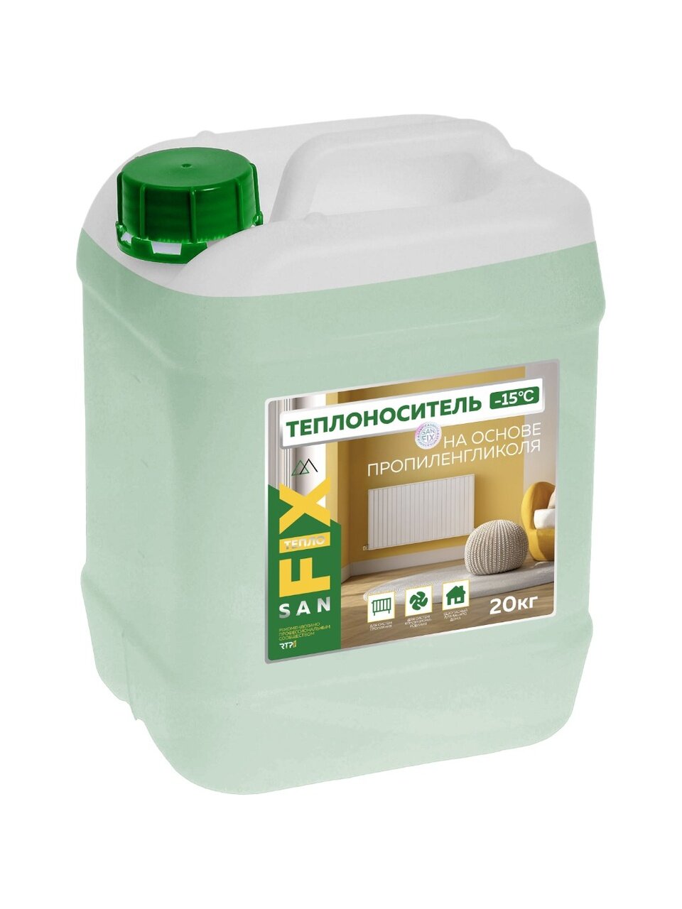 Теплоноситель для систем отопления, пропиленгликоль, 20 кг, не горюч, -15, Sanfix