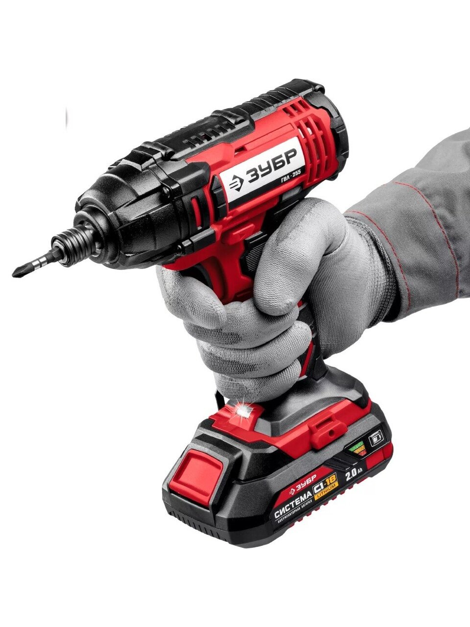 Винтоверт аккумуляторный, ударный, Зубр, С1-18, ГВЛ-255-22, 18 В, Li-ion, 250 Н-м, 2800 об/мин, 2 аккумулятора, 2Ач, кейс