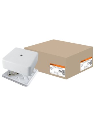 Коробка распаячная, пластик, открытая, 100х100х44 мм, TDM Electric, с клеммной колодкой, белая, IP40, SQ1401-0210