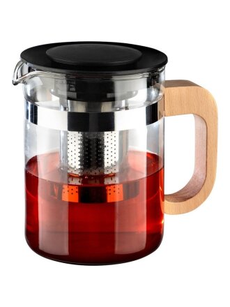 Чайник заварочный стекло, 0.8 л, с деревянной ручкой, Mallony, La Caffetteria, 910133