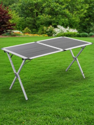 Стол складной алюминий, прямоугольный, 140х80х70 см, столешница алюминиевая, серый, Green Days, RS-401M-140