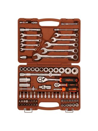 Набор слесарных инструментов Ombra, OMT82S12, 1/2", 1/4", 12-гранные, кейс, 82 предмета