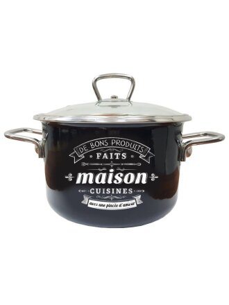 Кастрюля эмалированная сталь, 5.5 л, крышка стекло, цилиндрическая, Appetite, Maison, 1SD225S, индукция