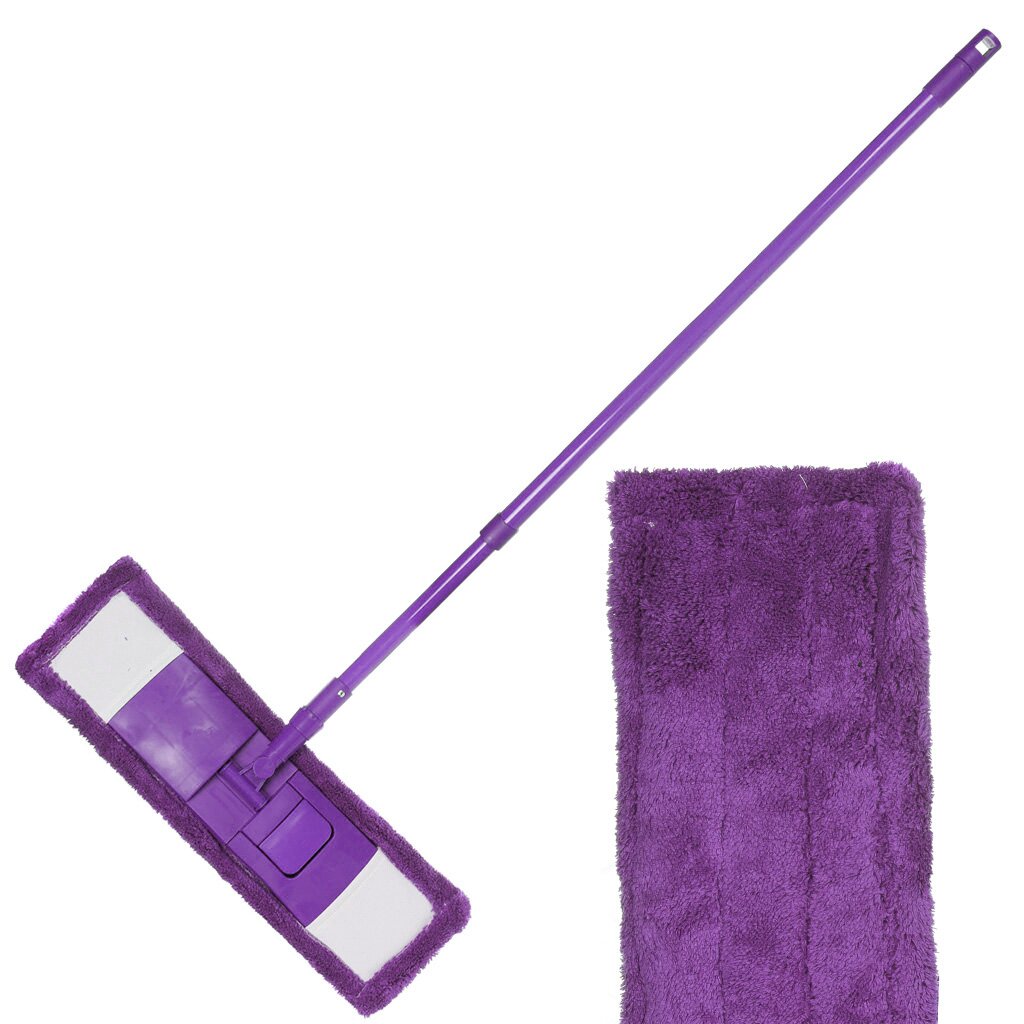 Швабра плоская, микрофибра, 120х40х12 см, фиолетовая, телескопическая ручка, фиолетовая, Марья Искусница, KD-8117MV