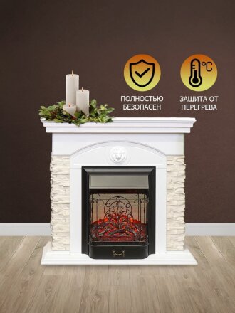 Электрокамин RealFlame, Lion WT, белый, Majestic, эксклюзив