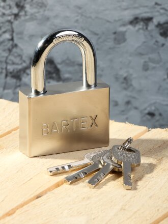 Замок навесной Bartex, Никель, 504670, блистер, цилиндровый, 60 мм, чугунный, антикоррозионное покрытие, 4 ключа